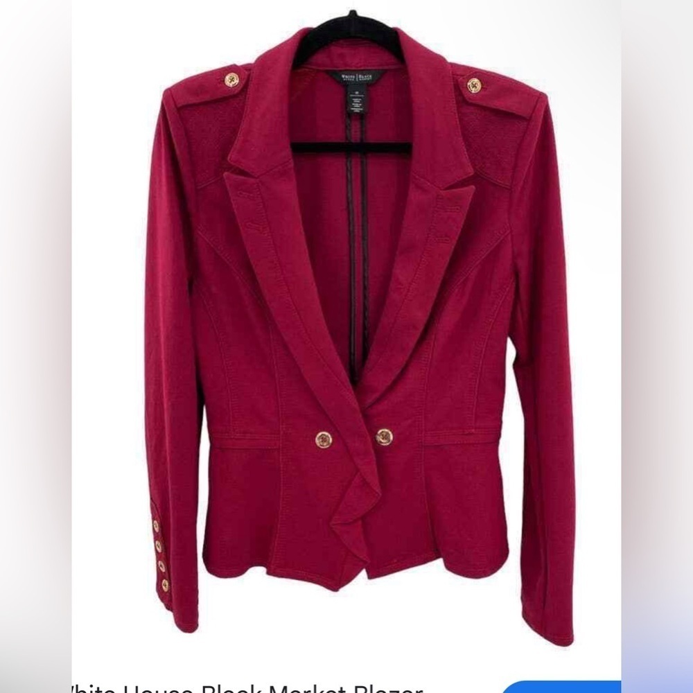 White House Black Market Womens Jacket  Blazer 8 Rayon Red